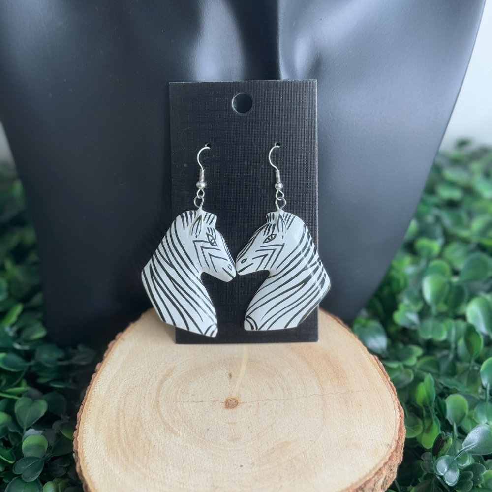 Black and White Zebra Earrings